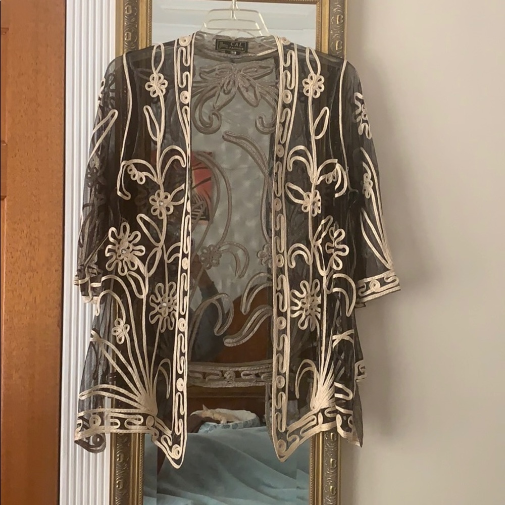 Embroidered mesh sweater